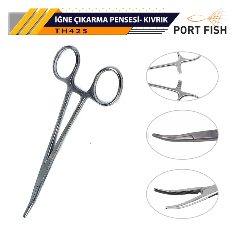Portfish%20TH425%20Kıvrık%20Uçlu%20Kilitli%20İğne%20Çıkarma%20Pensesi%20(Forseps)